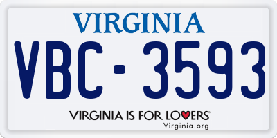 VA license plate VBC3593