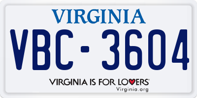 VA license plate VBC3604