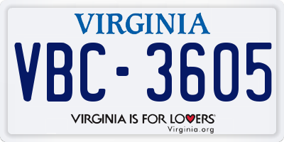 VA license plate VBC3605