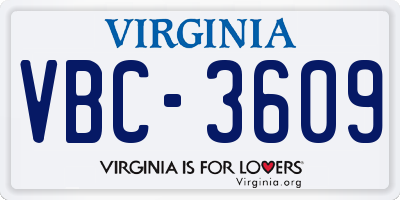 VA license plate VBC3609