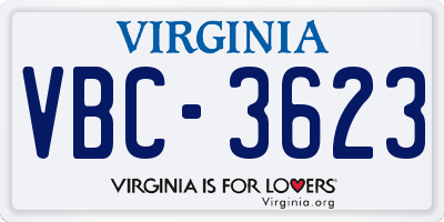 VA license plate VBC3623