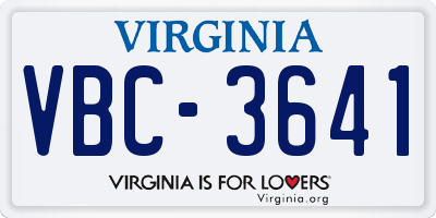 VA license plate VBC3641