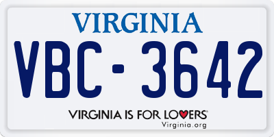 VA license plate VBC3642