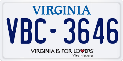 VA license plate VBC3646