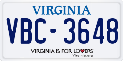 VA license plate VBC3648