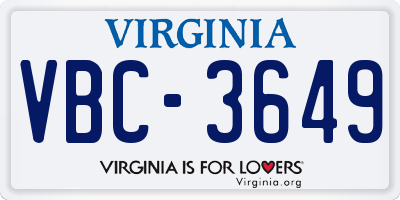 VA license plate VBC3649