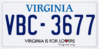 VA license plate VBC3677