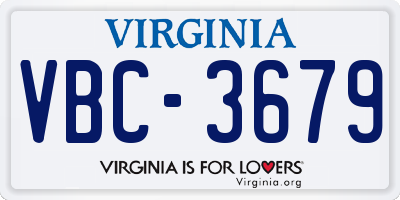 VA license plate VBC3679