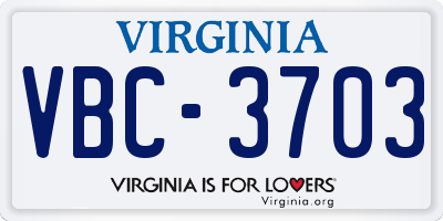 VA license plate VBC3703