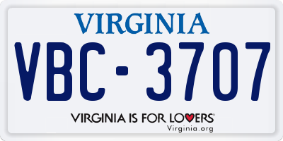 VA license plate VBC3707