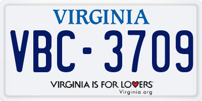 VA license plate VBC3709