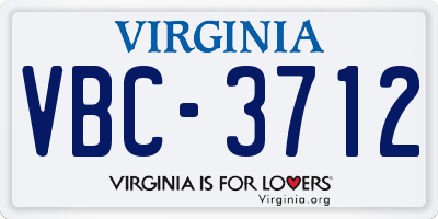 VA license plate VBC3712