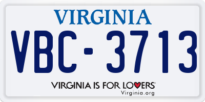 VA license plate VBC3713