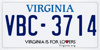 VA license plate VBC3714