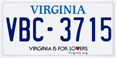 VA license plate VBC3715