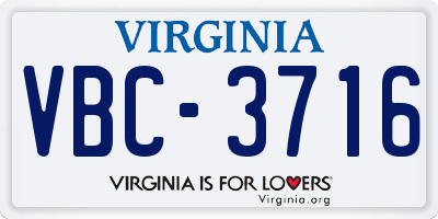 VA license plate VBC3716