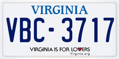 VA license plate VBC3717