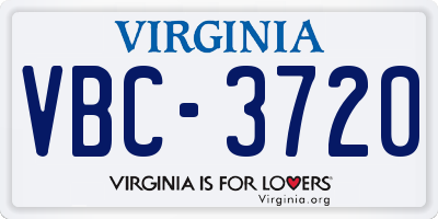 VA license plate VBC3720