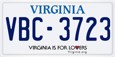VA license plate VBC3723