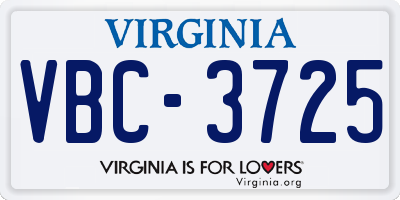 VA license plate VBC3725