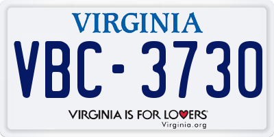 VA license plate VBC3730