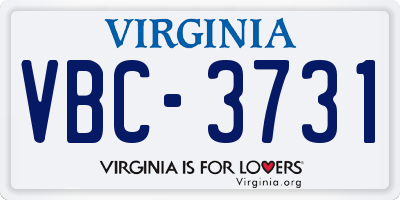 VA license plate VBC3731