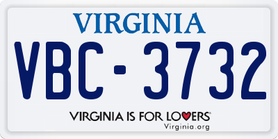 VA license plate VBC3732