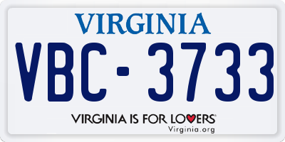 VA license plate VBC3733