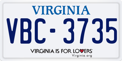 VA license plate VBC3735