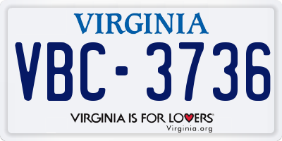 VA license plate VBC3736