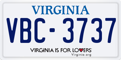 VA license plate VBC3737