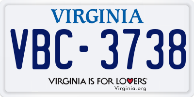 VA license plate VBC3738