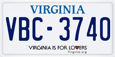 VA license plate VBC3740