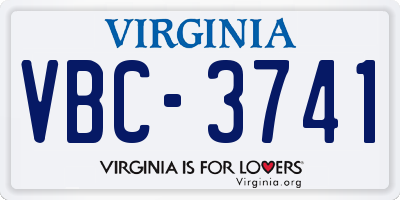 VA license plate VBC3741
