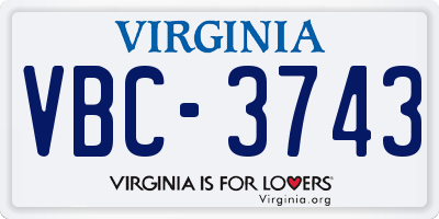 VA license plate VBC3743