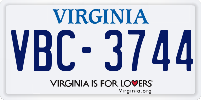 VA license plate VBC3744