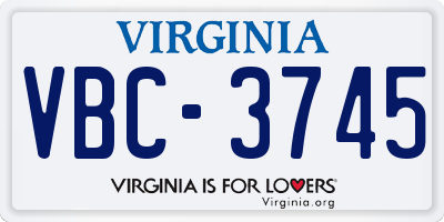 VA license plate VBC3745