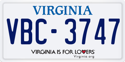 VA license plate VBC3747