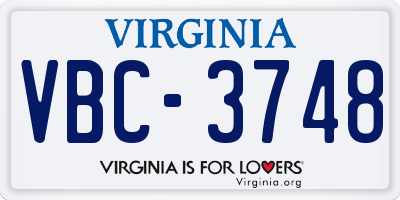 VA license plate VBC3748