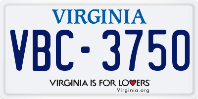VA license plate VBC3750