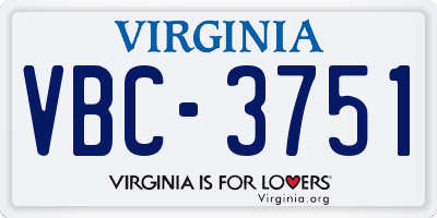 VA license plate VBC3751