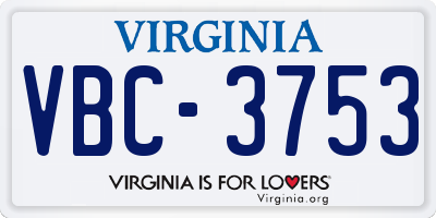 VA license plate VBC3753