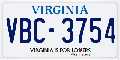 VA license plate VBC3754