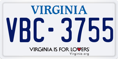 VA license plate VBC3755