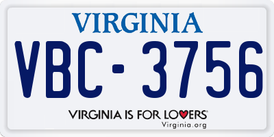 VA license plate VBC3756