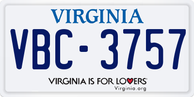 VA license plate VBC3757