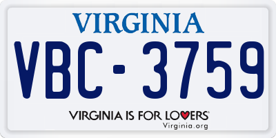 VA license plate VBC3759