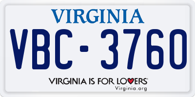 VA license plate VBC3760