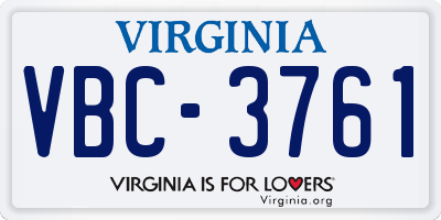 VA license plate VBC3761