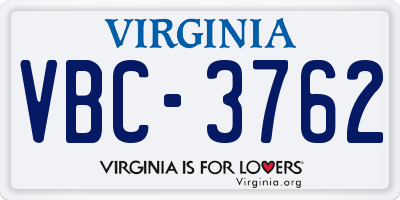 VA license plate VBC3762